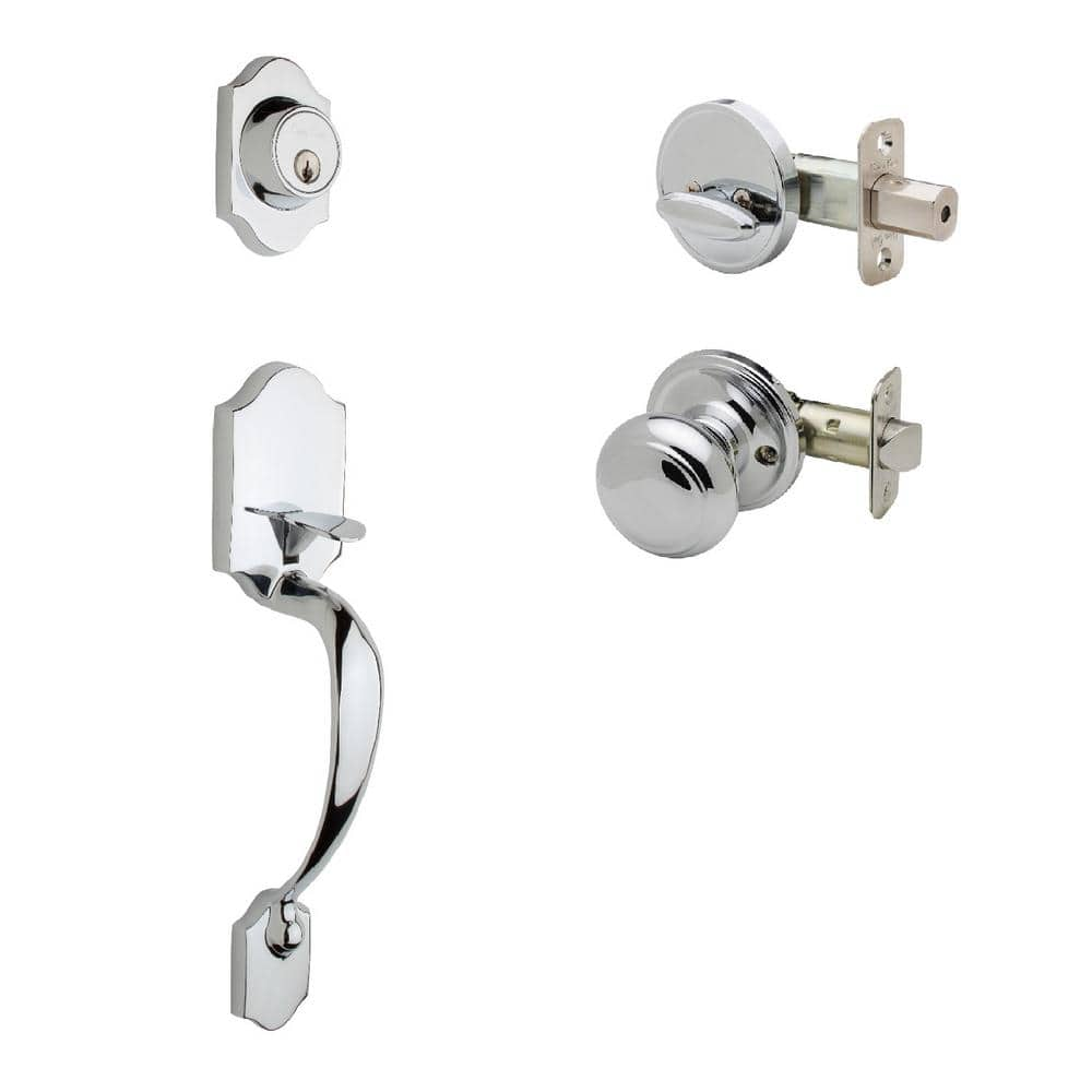 Copper Creek Heritage Polished Stainless Door Handleset and Colonial Knob Trim