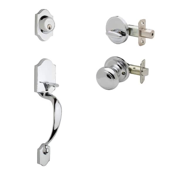 Copper Creek Heritage Polished Stainless Door Handleset and Colonial Knob Trim