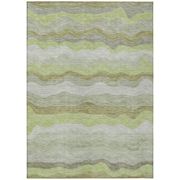 Chantille Machine Washable Indoor/Outdoor Abstract ACN2397 Aloe 5 ft. x 7 ft. 6 in. Area Rug