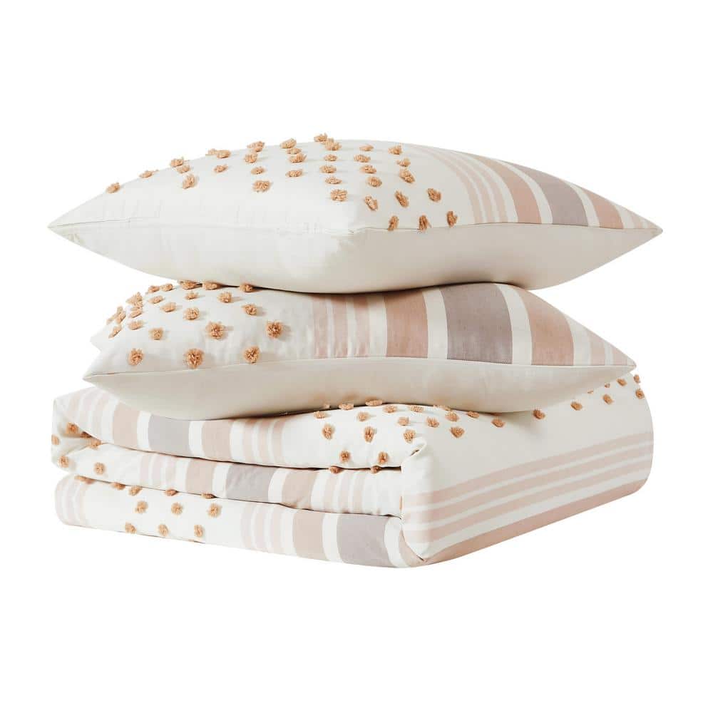 Neutral Tufted Texture Full/Queen Duvet Cover Set with Shams