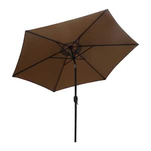 9 ft. Brown Market Handle Adjustable Tilt Outdoor Patio Umbrella in Beige