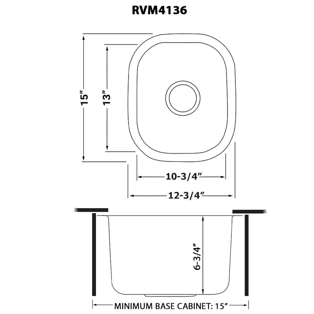 Ruvati 15" x 12.75" Stainless Steel Undermount Bar Prep Sink