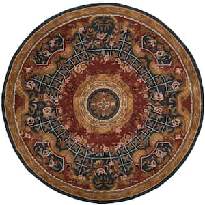 Classic Assorted 4 ft. x 4 ft. Round Medallion Border Area Rug
