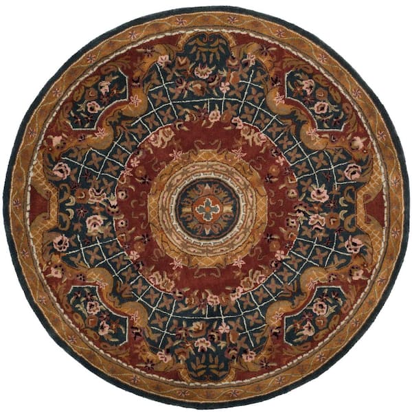SAFAVIEH Classic Assorted 4 ft. x 4 ft. Round Medallion Border Area Rug