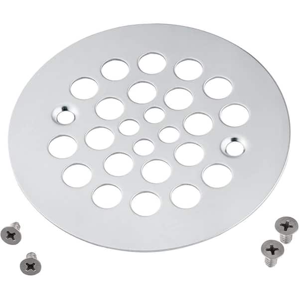 4.25 W x 4.25 D White Shower Strainer Drain Trim Set, Screw-in Shower Strainer Drain Cover