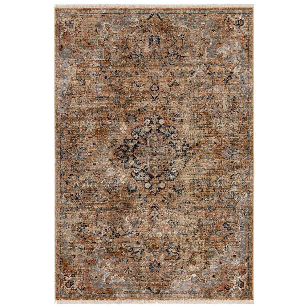 Zefira Gold & Gray 10'x14' Hand-Knotted Look Area Rug