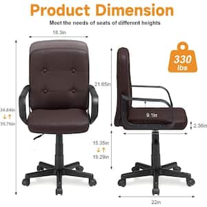 Office Desk Chair with Armrests Mid Back Adjustable Height, 360-Degree Swivel, 330 lbs. Capacity Office Stool, Coffee