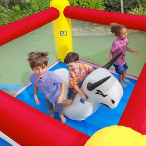 Brave the Bull Multicolor PVC Indoor or Outdoor Inflatable Bounce House with Air Blower