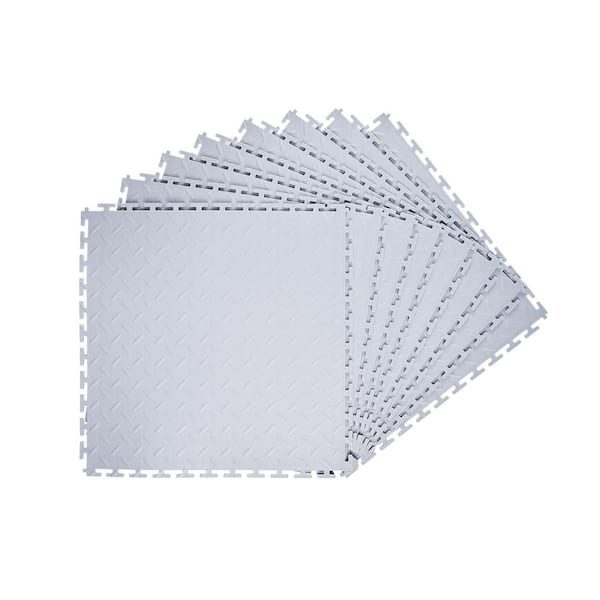 Garage Floor Tiles Interlocking, 8 Pack 20.2 x 20.2 x 0.2 in. Interlocking Modular Garage Flooring Tiles, Light Gray