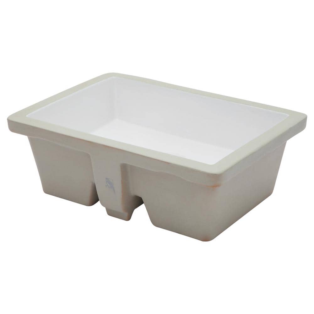 19.5 in. Undermount Rectangular Bathroom Sink Art Basin with Overflow in Wh