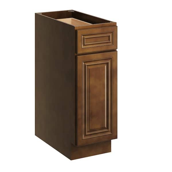 CASAINC 12 in. W x 24 in. D x 34.5 in. H Plywood Ready to Assemble Floor Base Kitchen Cabinet in Dark Caramel with Drawer