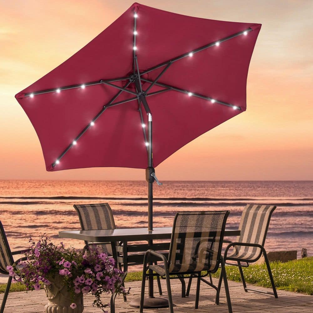 7.5 round patio umbrella solid room essentials Best Choice Products 7.5ft Heavy-Duty Outdoor Market Table w/Steel Pole, Push Button Tilt, Easy Crank Lift foot round umbrella featuring a durable aluminum pole and UV Best Choice Products 7.5ft Heavy-Duty