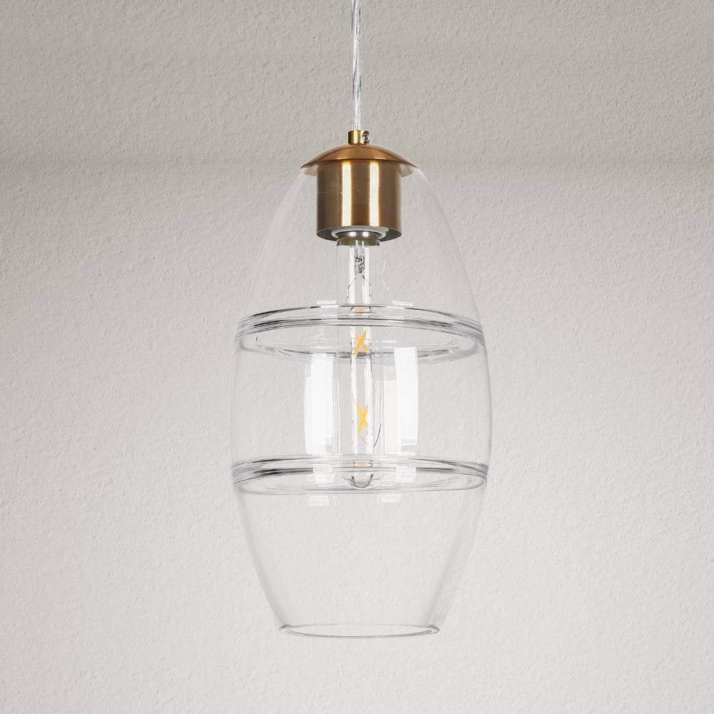 Celery Gold Mini Drum Pendant with Clear Glass Shade