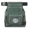 Graintex 10-Pocket Nail & Tool Pouch – Hunter Green Suede Leather With 2" Webbing Belt, Steel Hammer & Tape Holders