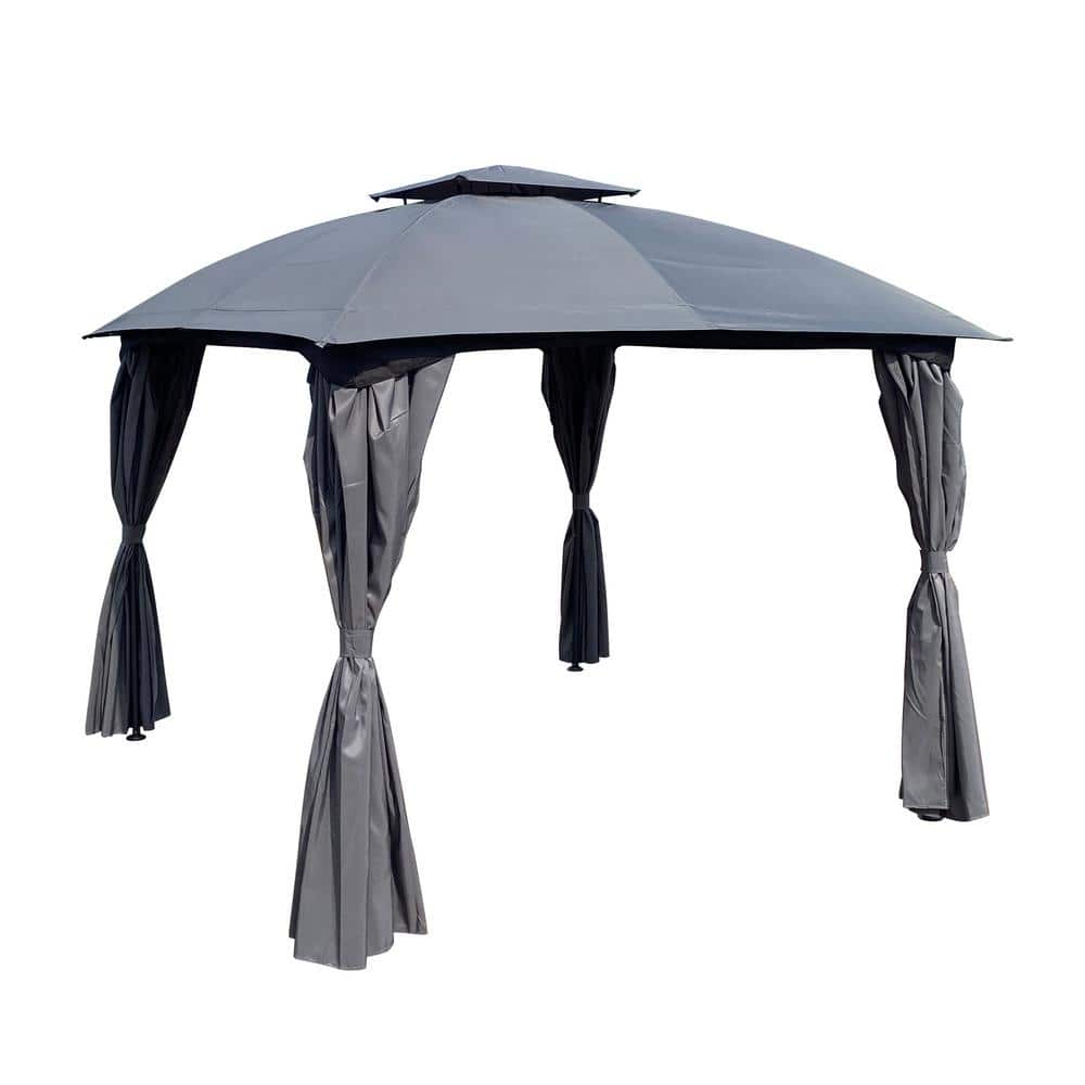 Outdoor Shading 10 ft. x 10 ft. Grey Outdoor Patio Garden Gazebo Canopy wit