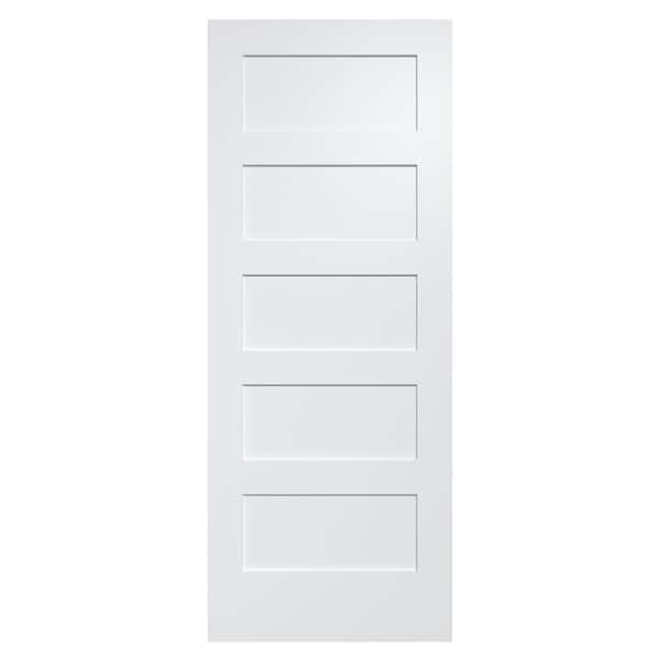 Camaflexi Homestead 36 in. x 80 in. 5-Panel Solid Core White Primed Pine Wood and Manufactured Wood Interior Door Slab