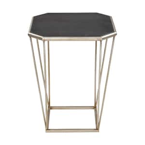 Romelle 13.98 in. Antique Silver Octagon Metal Accent Table