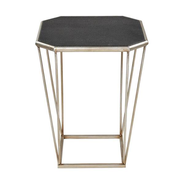 Romelle 13.98 in. Antique Silver Octagon Metal Accent Table HD