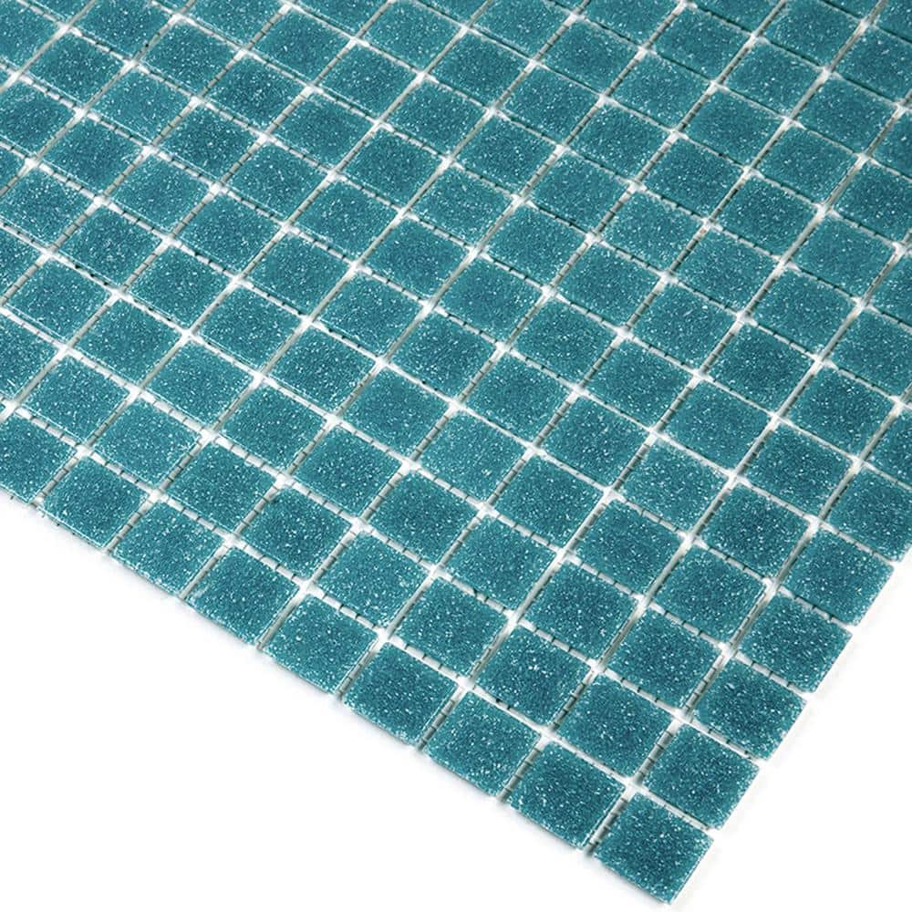 Dune 12" x 12" Glossy Blue-Green Glass Mosaic Tile