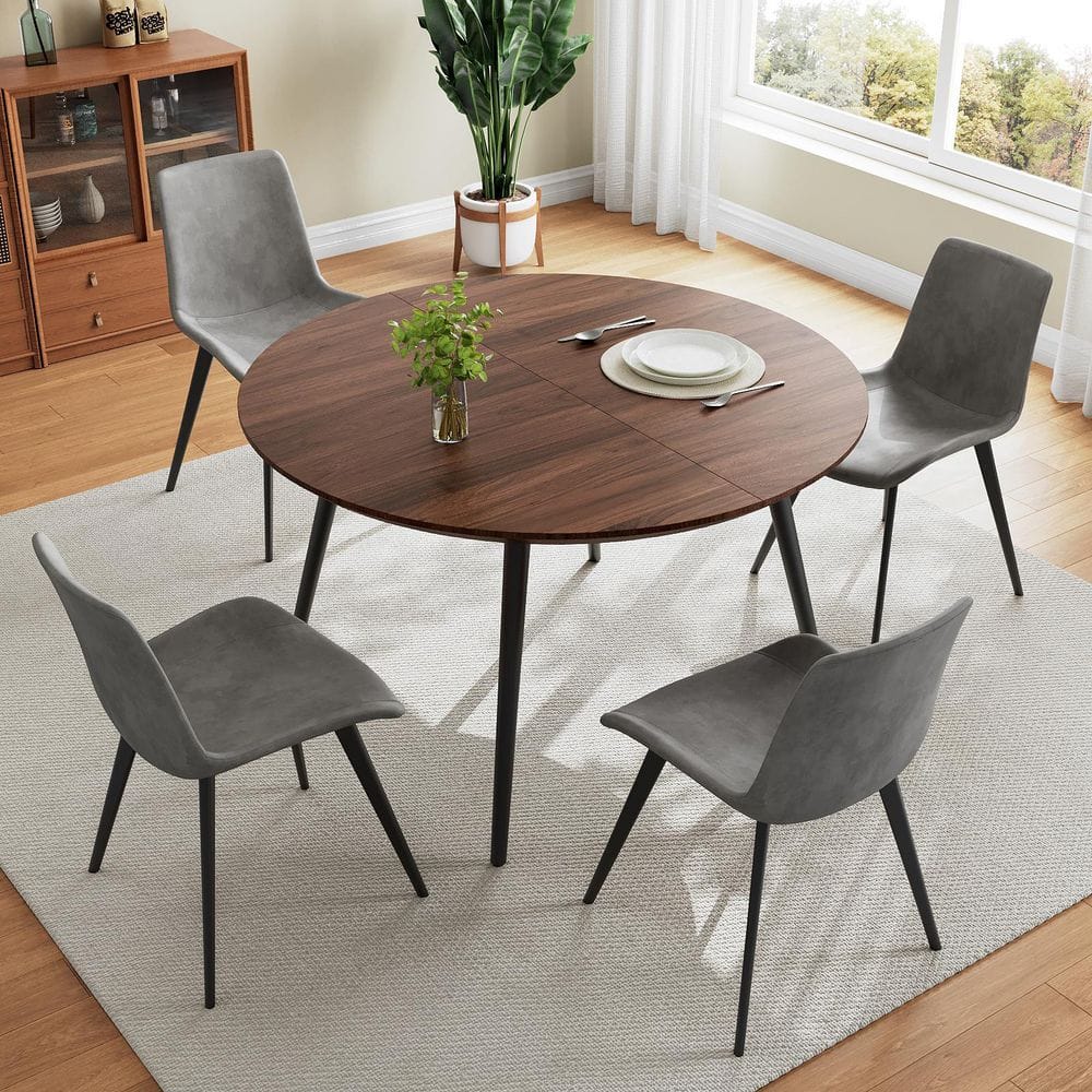5-Piece Set Chairs and Walnut Oval Dining Table, Dining Table Set, Dining Room Set with 4 Chairs price history on PriceWatchPro