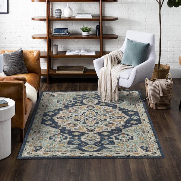 Laughton Blue 1 ft. 11 in. x 3 ft. Area Rug