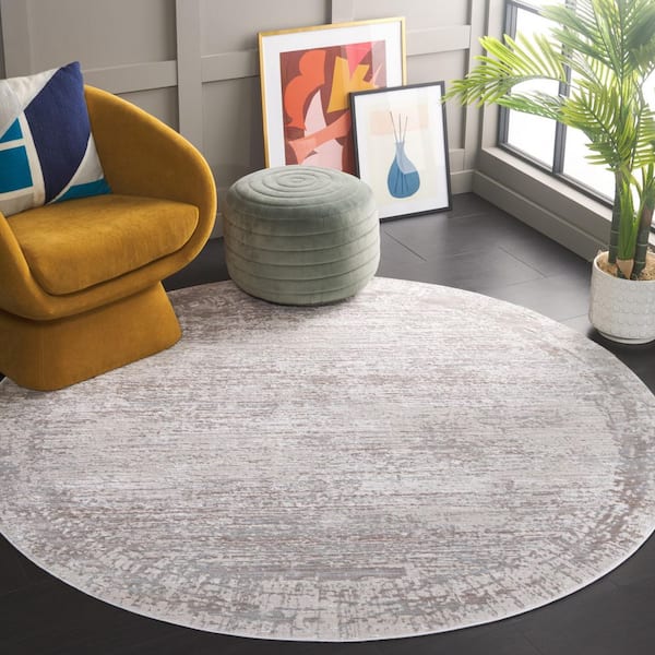 Platinum 7 ft. x 7 ft. Gray/Beige Solid Round Area Rug