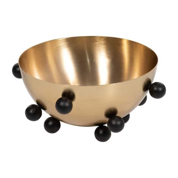 Liv & Skye Gold/Black Metal 13 in. Bubble Decorative Bowl 18148