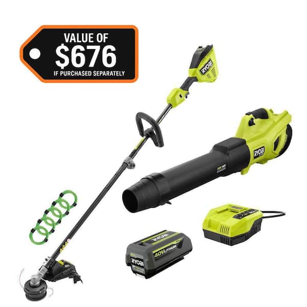 40V HP Brushless 650 CFM 160 MPH Cordless Blower, Carbon Fiber String Trimmer & 0.080 in. Line w/ 4Ah Battery & Charger