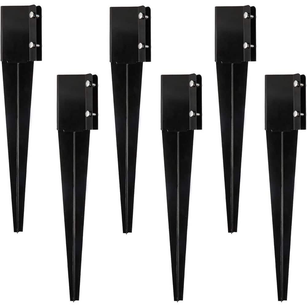 Metal Fence Post Anchor Ground Spike 24 in. Black for Mailbox Deck Railing Heavy Duty Easy Installation (6-Pack) price history on PriceWatchPro