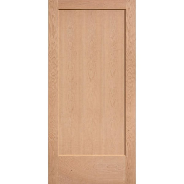 Masonite 40 in. x 84 in. Flat Panel Cherry Veneer 1 Panel Shaker Solid Wood Interior Barn Door Slab
