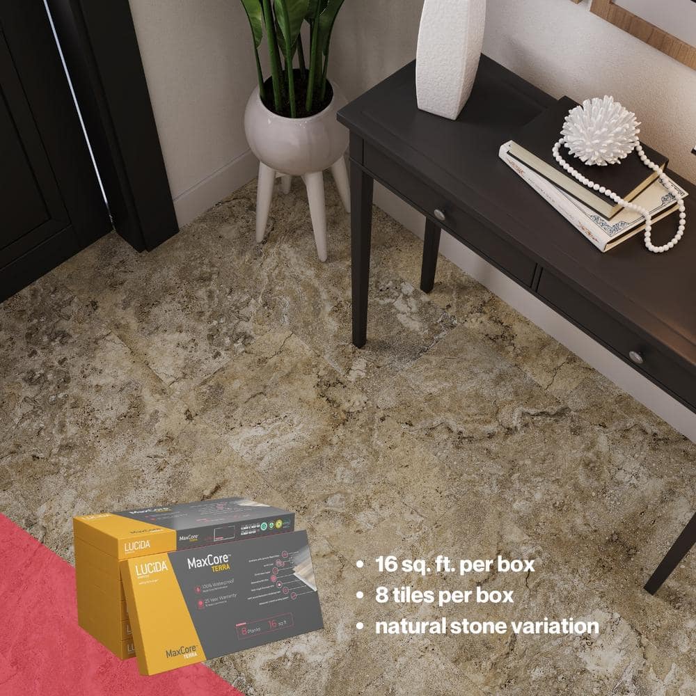 Travertine 12" x 24" Waterproof Click Lock Vinyl Tile Flooring