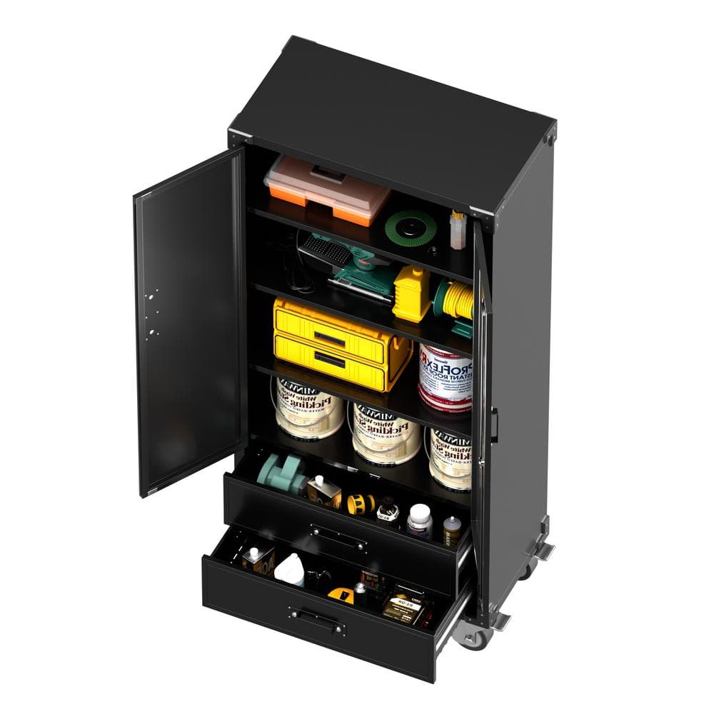 Black Metal Freestanding Office Cabinet with Adjustable Shelving