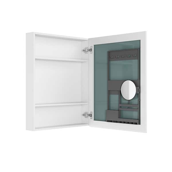 Amucolo 24 in. W x 30 in. H Silver Rectangular Single-Door Recessed or Surface Mount Wall Bathroom Medicine Cabinet with Mirror
