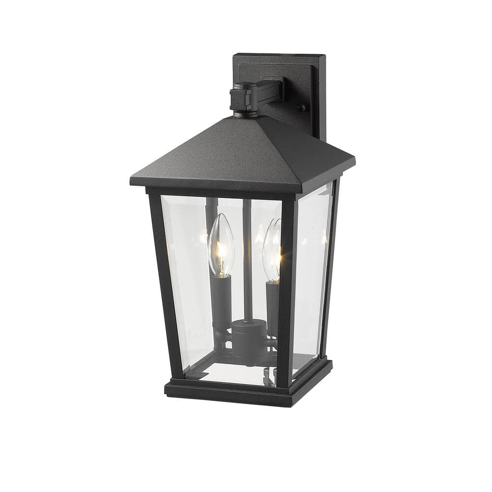 Beacon 15" Black Dimmable Outdoor Wall Sconce with Clear Beveled Glass