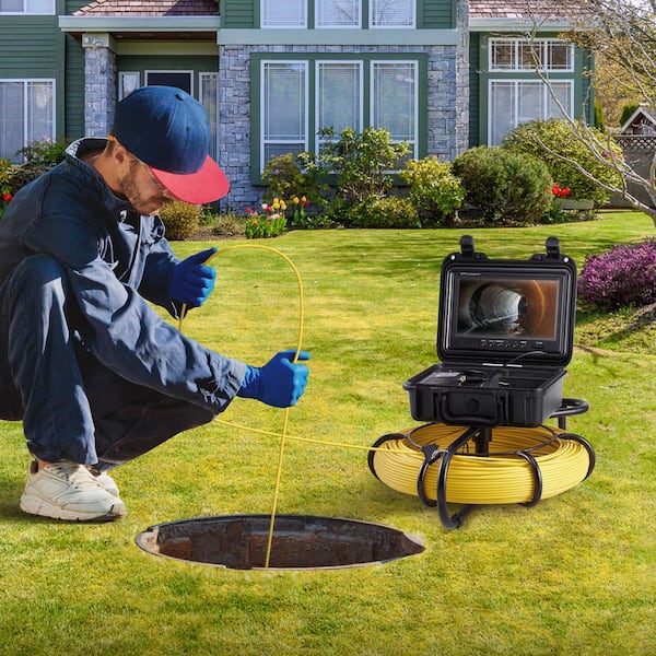 Sewer Camera, 393 ft. /120 m, 9 in. Screen Pipeline Inspection Camera with DVR Function, Waterproof IP68 Camera