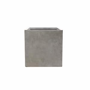 10 in. Weathered Concrete Square Lightweight Modern Indoor/Outdoor Planter Pot