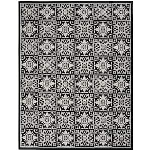 Aloha Black White 7 ft. x 10 ft. Geometric Contemporary Indoor/Outdoor Patio Rug