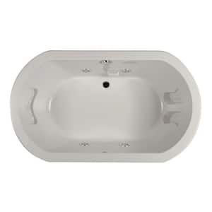 ANZA 66 in. x 42 in. Oval Whirlpool Bathtub with Center Drain in Oyster