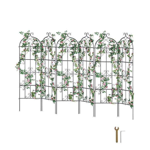 Garden Trellis 71 x 20 in. 6 Packs Metal Flower Trellis, Outdoor Climbing Rose Trellis, Clematis Support