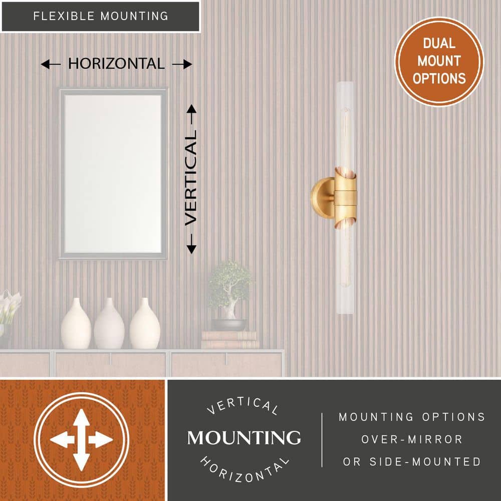 Webster Natural Brass Cylinder Dimmable Vanity Light