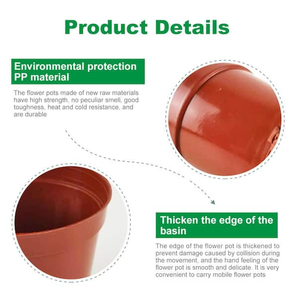 Agfabric 6 in. x 5.3 in. Plant Pots Small Plastic Plants Nursery Pot/Pots Plant Container Seed Starting Pots Red, (100-Pack), Brick Red