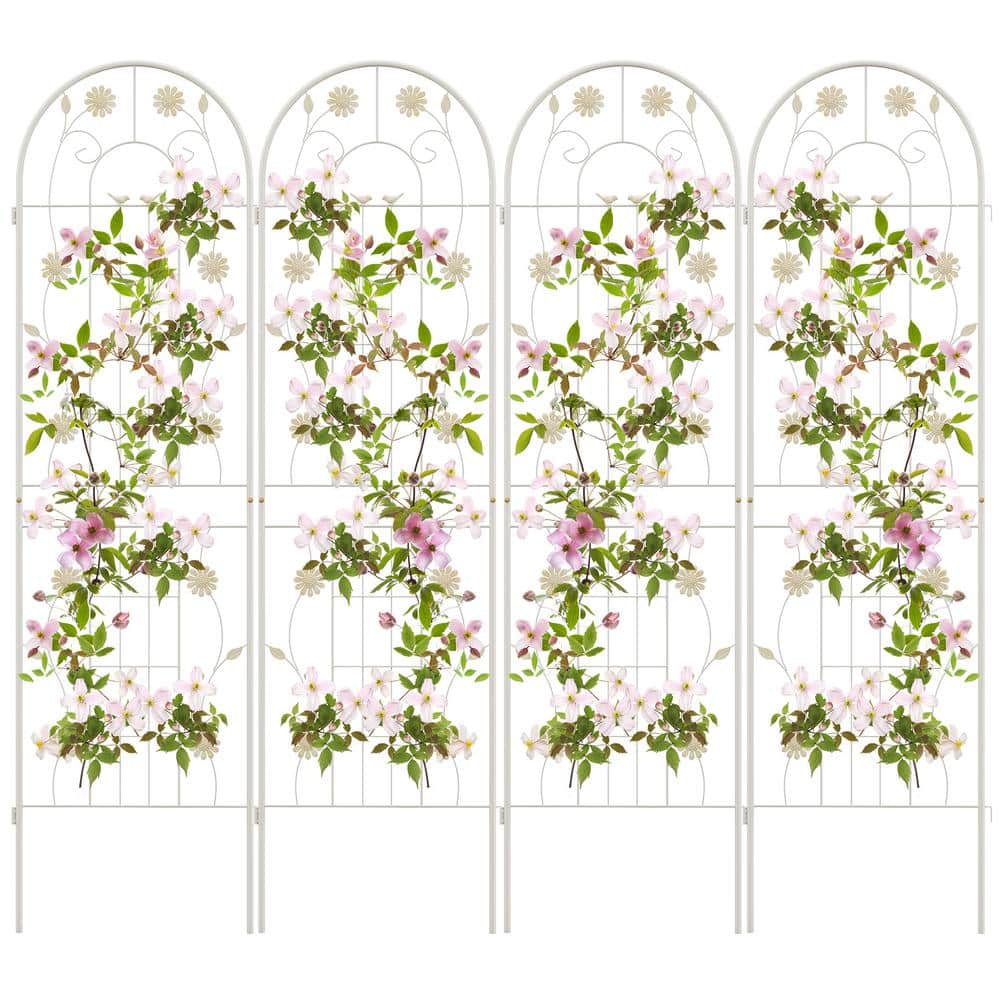 71 in. x 20 in. White Metal Arch Garden Trellis Decorative for Climbing Pla