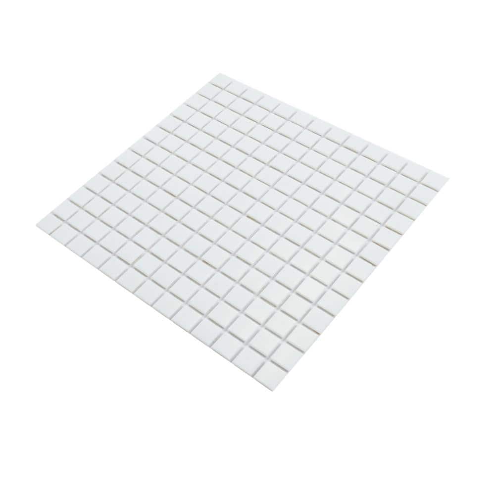 Rice White 12" x 12" Iridescent Glass Mosaic Tile