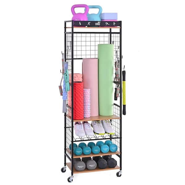 200 lbs. Weight Capacity Fitness Equipment Storage Rack Freestanding Sport Organizer for Home Gym Garage