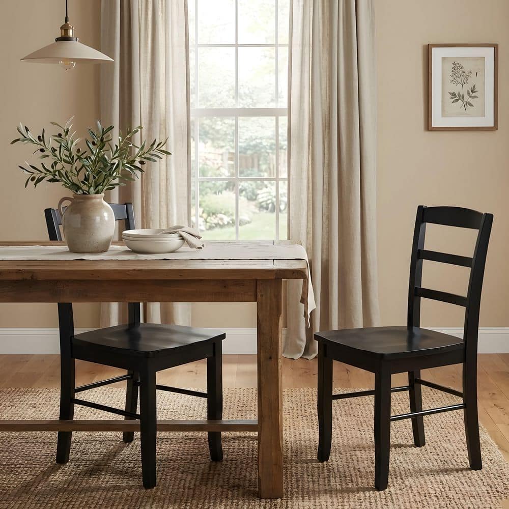 International Concepts Madrid Black Wood Dining Chair (Set of 2