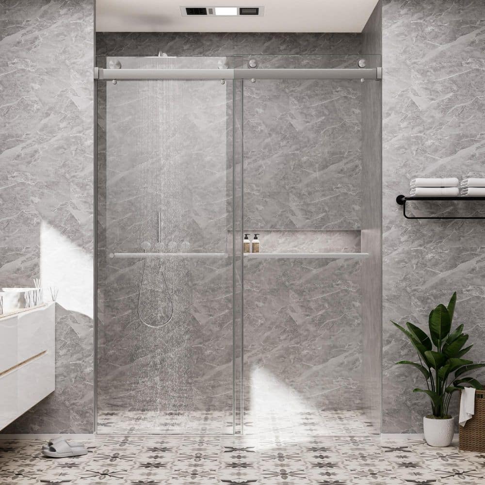 SHAAMA 60 in. W x 80 in. H Double Sliding Frameless Shower Door in