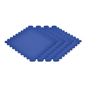 Blue 24 in. x 24 in. x 0.79 in. Foam Interlocking Reversible Mat (4-Pack)