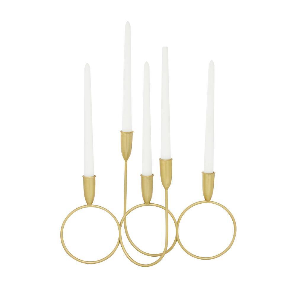 Gold Metal 5-Holder Modern Candelabra