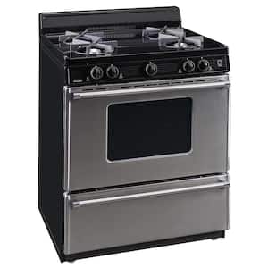 30 in. 3.91 cu. ft. Recessed Gas Range in. Stainless Steel 4-Burner with Power Cord