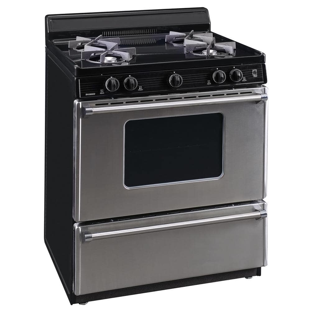 30 in. 3.91 cu. ft. Recessed Gas Range in. Stainless Steel 4-Burner with Po